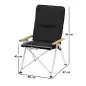 Sillas de Camping Plegables de Aluminio con Respaldo Alto Ajustable Reposabrazos de Madera 59x67x96 cm Negro