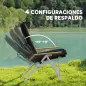 Sillas de Camping Plegables de Aluminio con Respaldo Alto Ajustable Reposabrazos de Madera 59x67x96 cm Negro