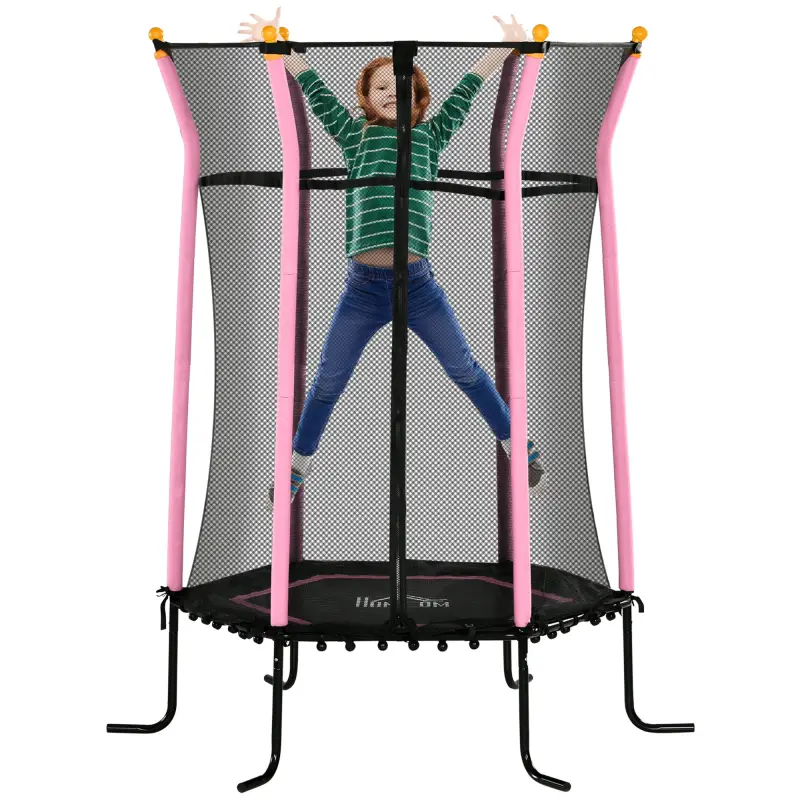 Cama Elástica Infantil Trampolín para Niños +3 Años con Red de Seguridad Ø163,5x190 cm Rosa