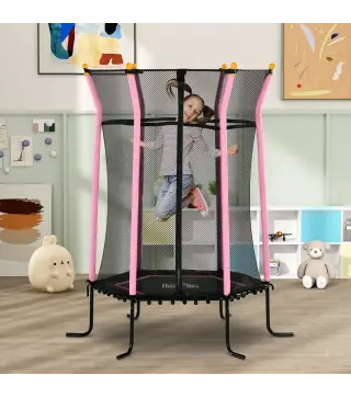 Cama Elástica Infantil Trampolín para Niños +3 Años con Red de Seguridad Ø163,5x190 cm Rosa