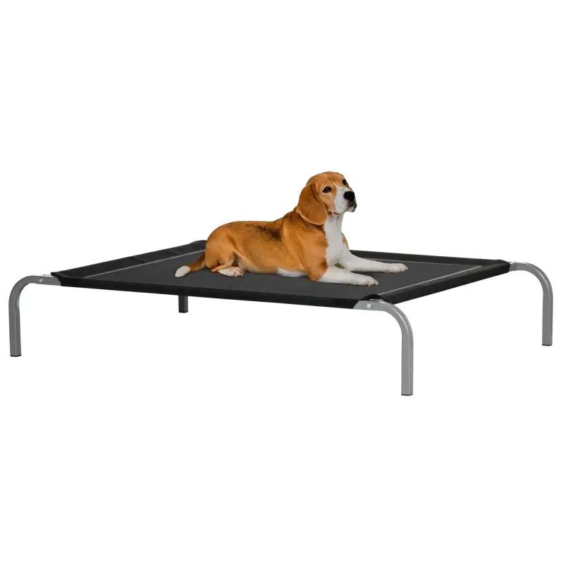 Cama Elevada para Perros 110x75x20 cm con Marco de Acero para Interior Exterior Negro
