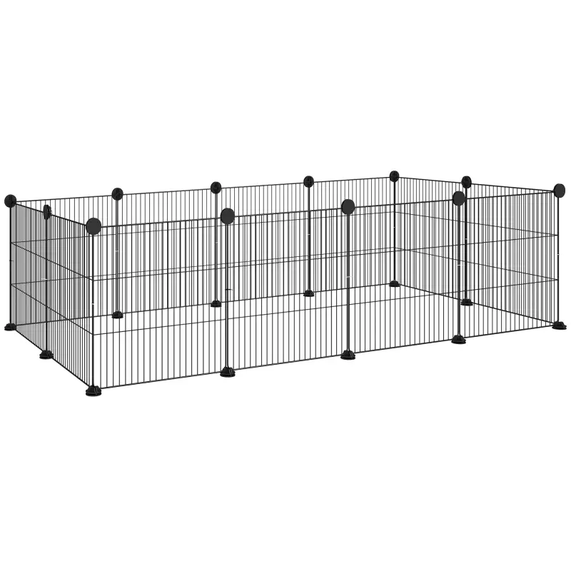 Parque Metálico para Animales Pequeños de 12 Paneles Desmontable Diseño DIY para Erizo 140x70x35 cm Negro Parque Metálico para Animales Pequeños de 12 Paneles Desmontable Diseño DIY para Erizo 140x70x35 cm Negro