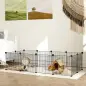 Parque Metálico para Animales Pequeños de 12 Paneles Desmontable Diseño DIY para Erizo 140x70x35 cm Negro