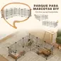 Parque Metálico para Animales Pequeños de 12 Paneles Desmontable Diseño DIY para Erizo 140x70x35 cm Negro
