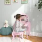 Tocador Infantil con Taburete y Espejo Ajustable Tocador para Niñas de 3-6 Años con Cajón Rosa