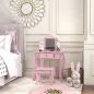 Tocador Infantil con Taburete y Espejo Ajustable Tocador para Niñas de 3-6 Años con Cajón Rosa