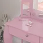 Tocador Infantil con Taburete y Espejo Ajustable Tocador para Niñas de 3-6 Años con Cajón Rosa