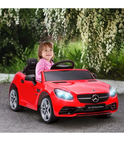 Coche Eléctrico para Niños de +3 Años Mercedes SLC 300 con Batería 12V Mando a Distancia Faros LED Bocina Música Rojo