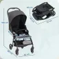 Carrito para Bebé Plegable con Respaldo Reclinable Reposapiés Ajustable Capota Cesta Arnés Carga 15 kg Gris Oscuro