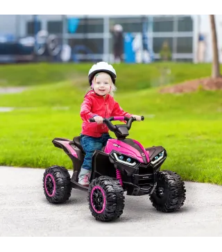 Quad Eléctrico para Niños de 3-5 Años Vehículo Eléctrico a Batería 12V con 2 Motores 83x53x55,5 cm Rosa