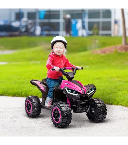 Quad Eléctrico para Niños de 3-5 Años Vehículo Eléctrico a Batería 12V con 2 Motores 83x53x55,5 cm Rosa