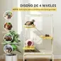 Jaula para Animales Pequeños de 4 Niveles con Ruedas Rampas Cuenco Botella de Agua 69x44x120 cm Beige