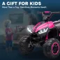 Quad Eléctrico para Niños de 3-5 Años Vehículo Eléctrico a Batería 12V con 2 Motores 83x53x55,5 cm Rosa