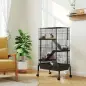 Jaula para Animales Pequeños de 4 Niveles con Ruedas Rampas Cuenco Botella de Agua 69x44x120 cm Negro