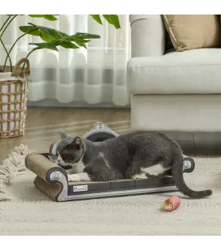 Rascador Cartón para Gatos en Forma de Sofá con Catnip para Interior 56,5x24x26 cm Marrón