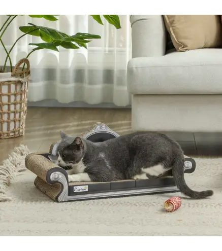 Rascador Cartón para Gatos en Forma de Sofá con Catnip para Interior 56,5x24x26 cm Marrón