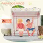 Columpio de Jardín Exterior para Niños de +3 Años con Toldo Ajustable Arnés de Seguridad 112x75x120 cm Rosa
