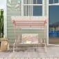 Columpio de Jardín Exterior para Niños de +3 Años con Toldo Ajustable Arnés de Seguridad 112x75x120 cm Rosa