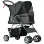 Carrito para Perros Pequeños con Toldo Ajustable Cesta de Almacenaje Portavasos y Ruedas 75x45x97 cm Gris Oscuro