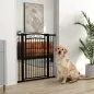 Puerta para Perros con Ancho Ajustable 76-104 cm Barrera de Seguridad con 2 Extensiones y Doble Bloqueo Negro
