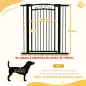 Puerta para Perros con Ancho Ajustable 76-104 cm Barrera de Seguridad con 2 Extensiones y Doble Bloqueo Negro
