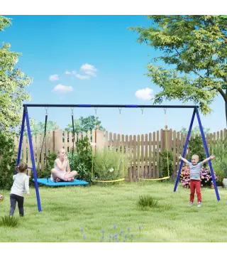 Columpios para Niños de +3 Años con 2 Columpios Simples y 1 Columpio Plataforma Carga 120 kg 365x180x184 cm Multicolor