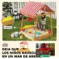 Arenero Infantil de Madera en Forma de Barco con Toldo Ajustable Timón y Forro de Base para Juegos al Aire Libre Natural