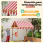 Arenero Infantil de Madera en Forma de Barco con Toldo Ajustable Timón y Forro de Base para Juegos al Aire Libre Natural