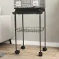 Pajarera con Ruedas Múltiples Puertas 2 Comederos 2 Perchas Columpio Escaleras y Bandeja Extraíble 46x36x120 cm Negro