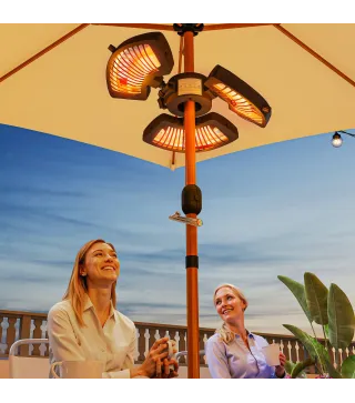 Calefactor Eléctrico Exterior 2400W con 3 Niveles de Calor Protección Antivuelco para Sombrilla Terraza Ø55x8 cm Negro