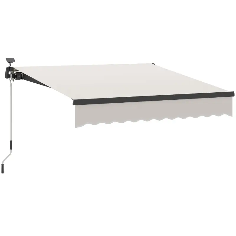 Toldo Retráctil Manual con Luces LED Solares Inclinación Ajustable 45-90° y Protección UPF50+ Exterior 3x2,5 m Crema