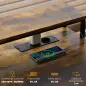 Escritorio Industrial con Luces LED y Estación de Carga con Patas Ajustables y Soporte en X 130x110x91 cm Madera Rústica
