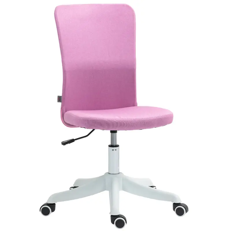 Silla de Oficina con Ruedas Altura Ajustable y Tapizado en Lino Sintético para Oficina o Estudio 53x43x85-93 cm Rosa