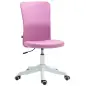 Silla de Oficina con Ruedas Altura Ajustable y Tapizado en Lino Sintético para Oficina o Estudio 53x43x85-93 cm Rosa