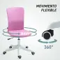 Silla de Oficina con Ruedas Altura Ajustable y Tapizado en Lino Sintético para Oficina o Estudio 53x43x85-93 cm Rosa