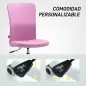 Silla de Oficina con Ruedas Altura Ajustable y Tapizado en Lino Sintético para Oficina o Estudio 53x43x85-93 cm Rosa