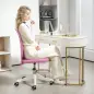 Silla de Oficina con Ruedas Altura Ajustable y Tapizado en Lino Sintético para Oficina o Estudio 53x43x85-93 cm Rosa