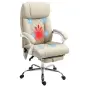 Silla de Oficina de Masaje con Respaldo Alto Reclinable con Calor Lumbar Reposapiés y Ruedas 66x70x112-120 cm Beige