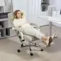 Silla de Oficina de Masaje con Respaldo Alto Reclinable con Calor Lumbar Reposapiés y Ruedas 66x70x112-120 cm Beige