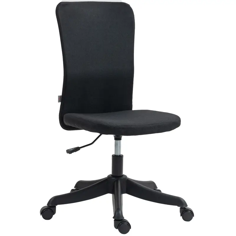 Silla de Oficina con Ruedas Altura Ajustable y Tapizado en Lino Sintético para Oficina o Estudio 53x43x85-93 cm Negro