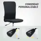 Silla de Oficina con Ruedas Altura Ajustable y Tapizado en Lino Sintético para Oficina o Estudio 53x43x85-93 cm Negro