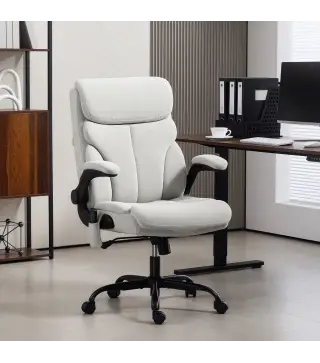 Silla de Oficina con Masaje Altura Ajustable y Reposabrazos Abatibles Tapizado Transpirable 66x67x113-121 cm Gris