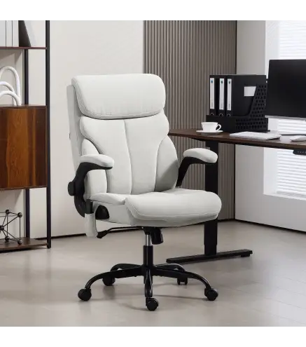 Silla de Oficina con Masaje Altura Ajustable y Reposabrazos Abatibles Tapizado Transpirable 66x67x113-121 cm Gris