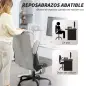 Silla de Oficina con Masaje Altura Ajustable y Reposabrazos Abatibles Tapizado Transpirable 66x67x113-121 cm Gris