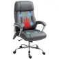 Silla de Oficina con Masaje Calor Lumbar Altura Ajustable e Inclinación Tapizada en Cuero Sintético 66x72x113-121cm Gris