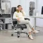 Silla de Oficina con Masaje Calor Lumbar Altura Ajustable e Inclinación Tapizada en Cuero Sintético 66x72x113-121cm Gris