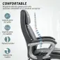 Silla de Oficina con Masaje Calor Lumbar Altura Ajustable e Inclinación Tapizada en Cuero Sintético 66x72x113-121cm Gris