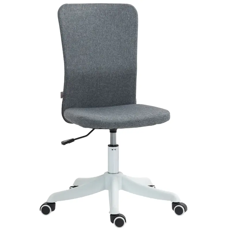 Silla de Oficina con Ruedas Altura Ajustable y Tapizado en Lino Sintético para Oficina o Estudio 53x43x85-93 cm Gris