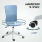 Silla de Oficina con Ruedas Altura Ajustable y Tapizado en Lino Sintético para Oficina o Estudio 53x43x85-93 cm Azul