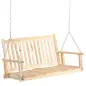 Banco Columpio de Madera de 2 Plazas Ajustable con Respaldo y Apoyabrazos para Exterior Jardín 117x69x60 cm Natural